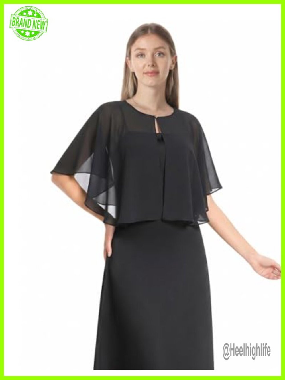 Chiffon Capelet Shawl Wrap Elegant Soft Sheer Cape for Women Wedding Evening